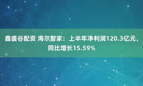 鑫盛谷配资 海尔智家：上半年净利润120.3亿元，同比增长15.59%